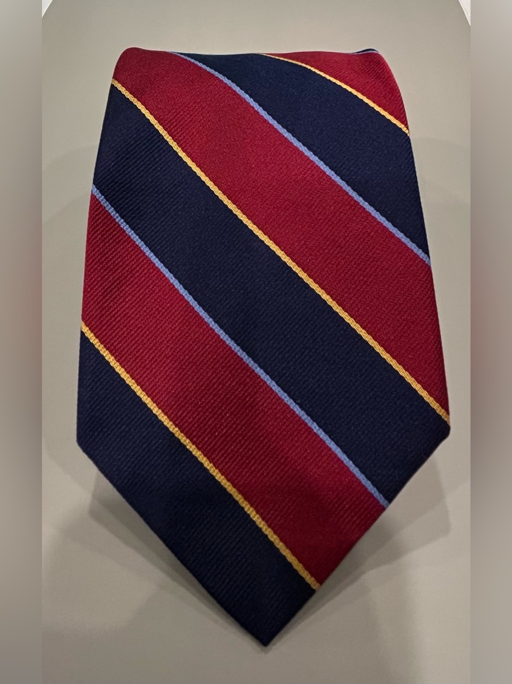 Brooks Brothers Makers — Red & Navy Stripe Classic Silk Tie · Vintage USA
